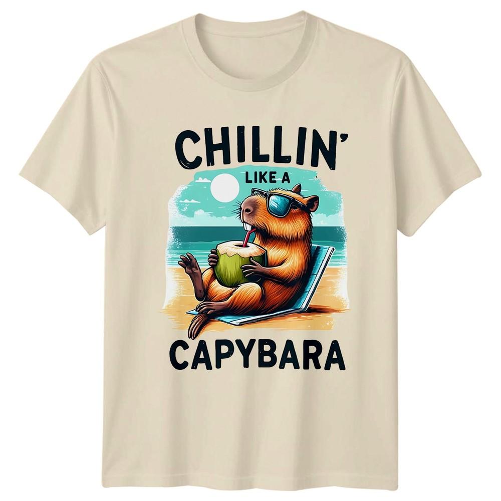 Funny Chillin Like A Capybara TShirt Capybara Animals Birthday Gift For Him