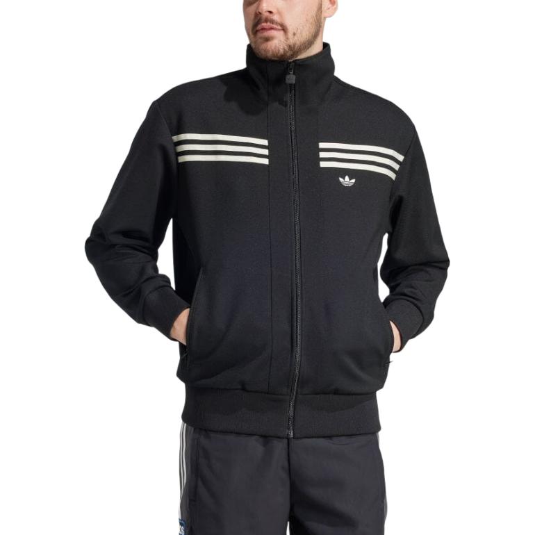 adidas Originals Anni '70 Moda Giacca Manica Lunga con Zip Collo Uomo Giacca Nera JN5962