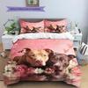 Pink Pitbull Pattern Bedding Home Decoration Birthday Gift (1 * duvet cover + 2 * pillowcase, without core)
