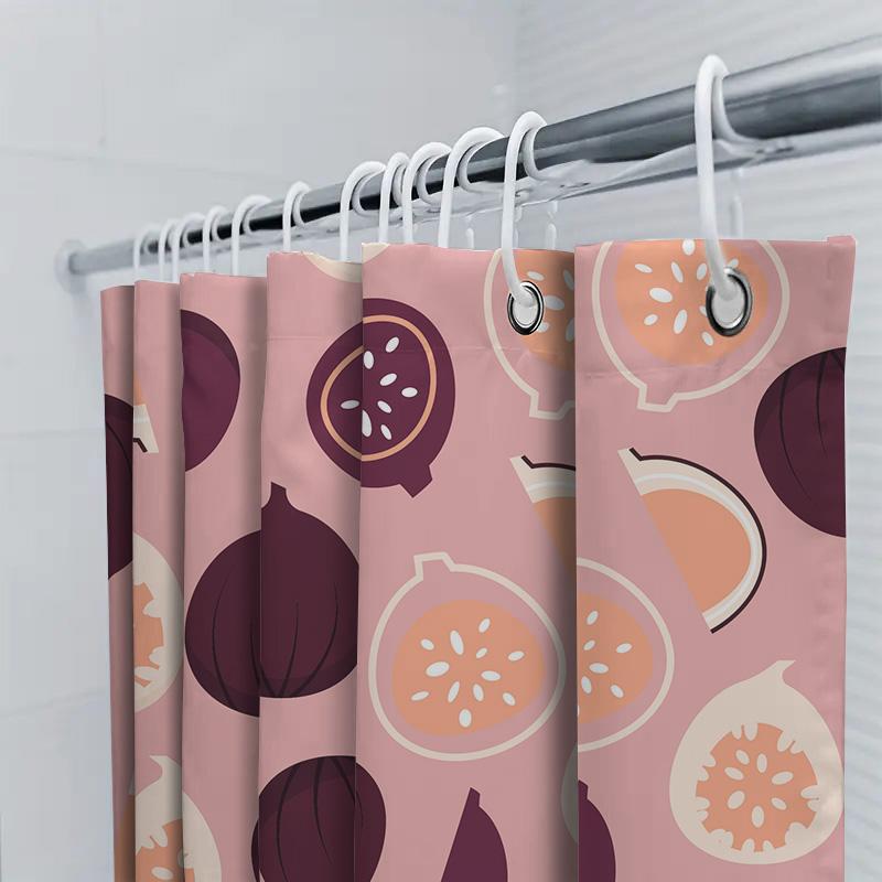 Fashionable Shower Curtain With Fig Print For Bathroom Decor Pink Color 180 X 180Cm
