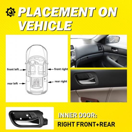 Car Door Handle Interior Front+ Rear Right Passenger Fits Honda Accord 2003-2007