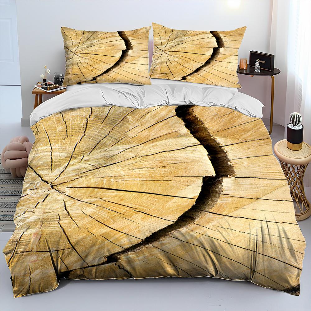 3D Wood Grain Comforter Bedding Set,Duvet Cover Bed Set Quilt Cover Pillowcase,King Queen Size Bedding Set for Adult Child Gift