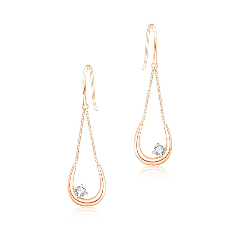 

YUIITU earrings ladies high quality zirconia sway horseshoe silver Compatible with metal allergies adult hook woman present holiday wedding