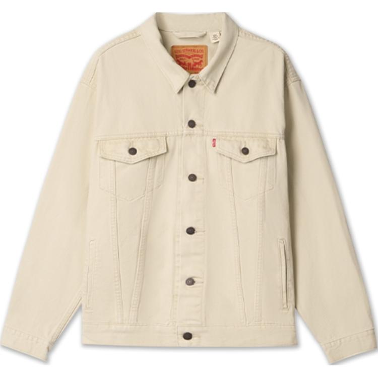 Levis Plain Simple Comfortable Lapel Loose Fit Long Sleeve Denim Jacket Men jackets White A5782-0028