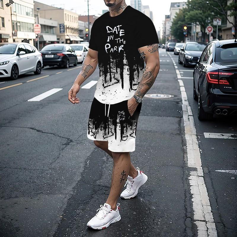 Men's Two-piece Sportswear Short Sleeved T-shirt and Shorts Set Running and Fitness Sportswear 2025 Summer Fashion New Item