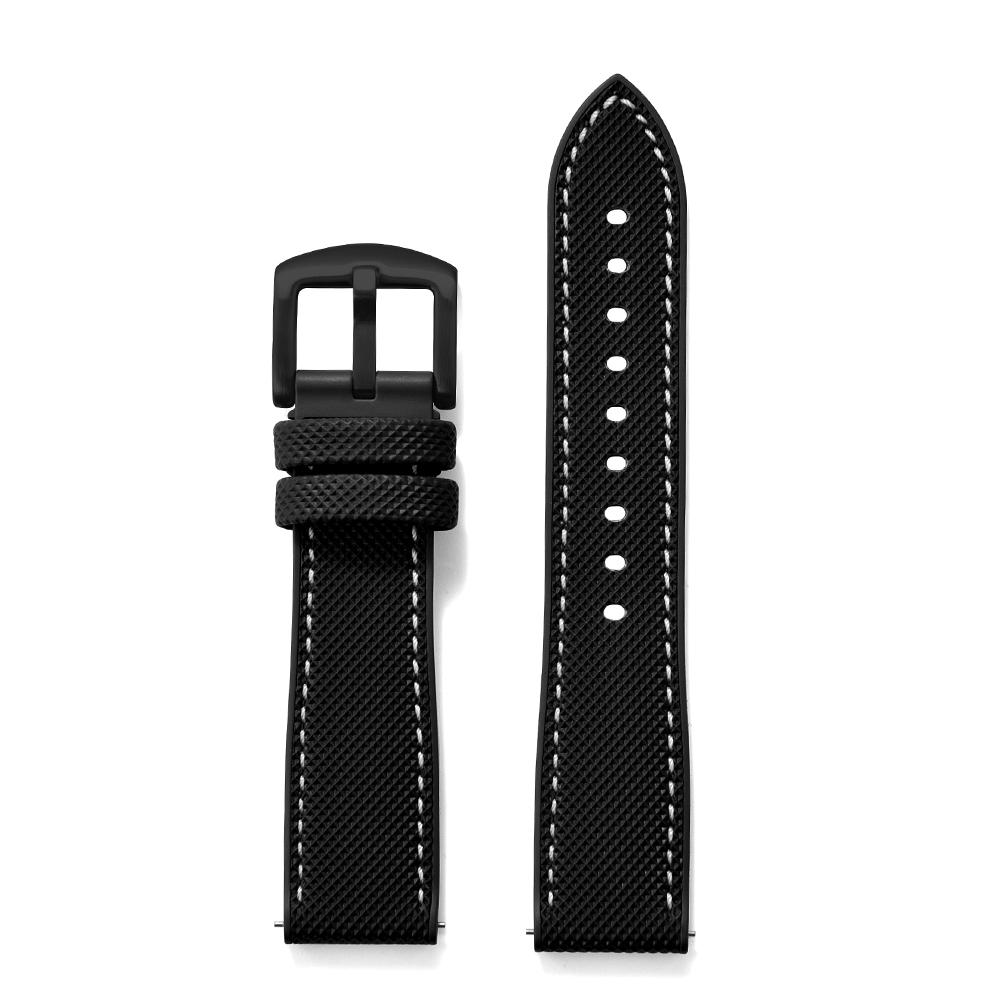 STAPELP Hybrid FKM Sailcloth Nylon Watch Strap 18mm 20mm 22mm 24mm Fluoro Rubber Leather Watchband For Each Brand Diving Watches