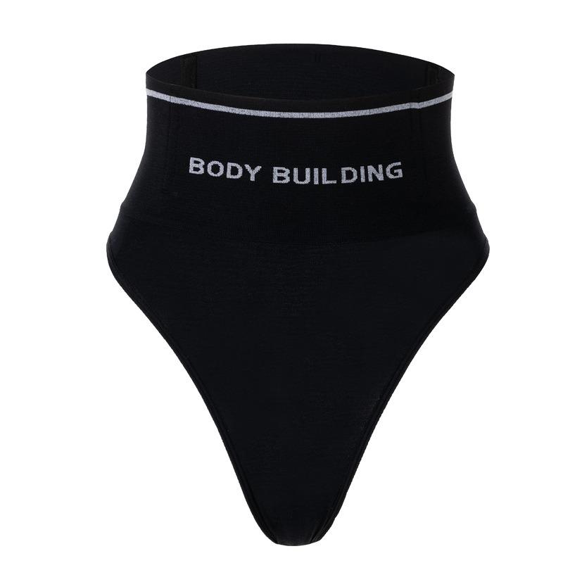 

Бесшовные стринги с принтом букв, для бодибилдинга, с высокой талией, контроль живота, подтяжка ягодиц S чёрный