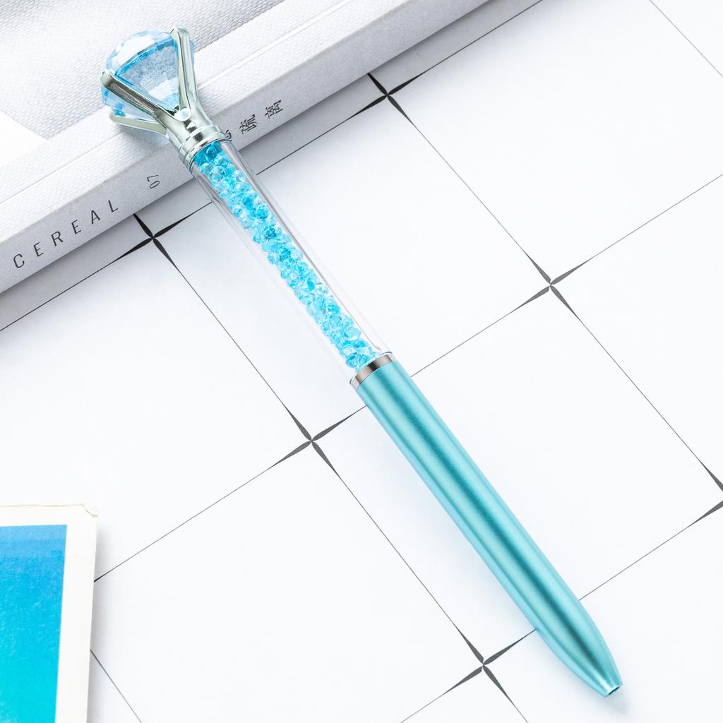 Large Diamond Ballpoint Pen Crystal Rotating Black Refill Pen Imitation Metal Luxury Office Oil Ball Point Pen School Supplies
