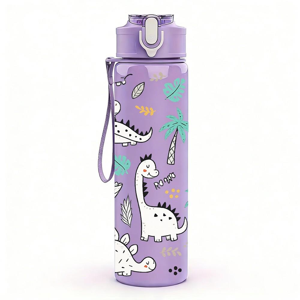 1PC Summer Beach Doodle Line Art Print 750ml Color Plastic Sports Water Bottle Leakproof Flip Straw Lid Suitable for Sports Office Home Use