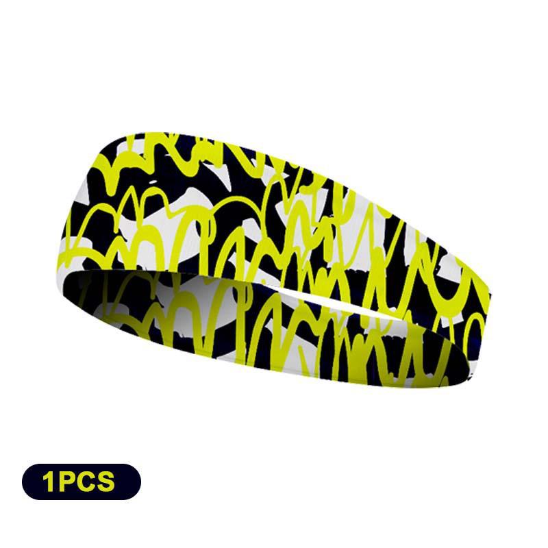 

Men s Graffiti Punk Sports Headband - Wide, Sweat-Absorbing for Yoga & Cycling жовтий
