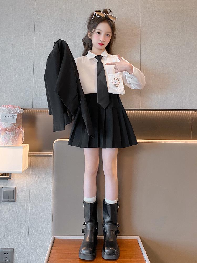 Girls' 2025 Fashionable JK Uniform Skirt Set - Academy Style Autumn Clothing for Primary School Students