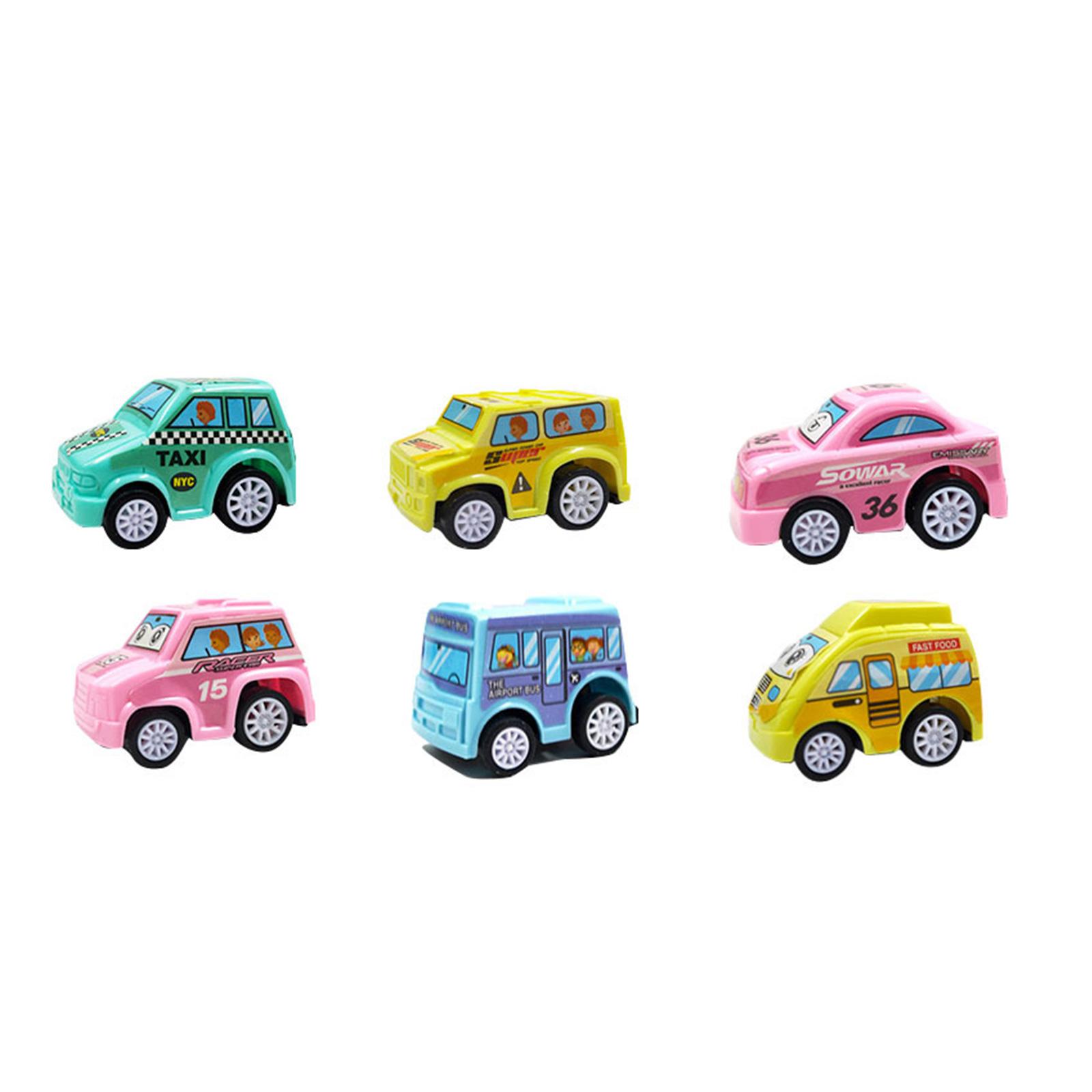 

Набор из 6 миниатюрных инерционных машинок с оттягиванием назад для детей, случайные стили, батарейки не требуются, безопасны для детской руки 2