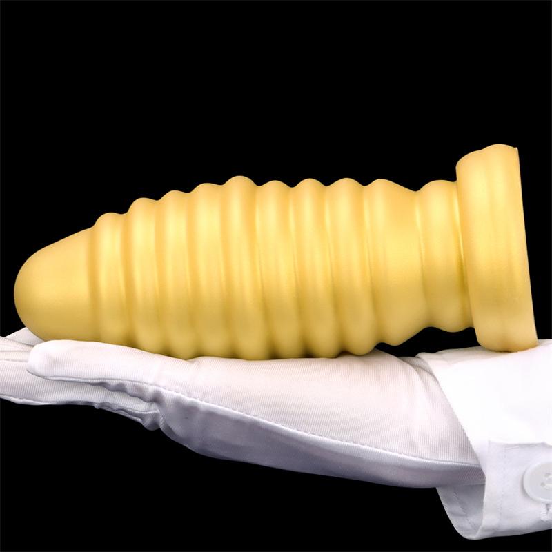 Goldenes Silikon, weich, extra groß, super dick, mit Saugnapf, Anal-Expander, Anal-Plug, Anal-Fisting, hinterer Anal-Masturbator