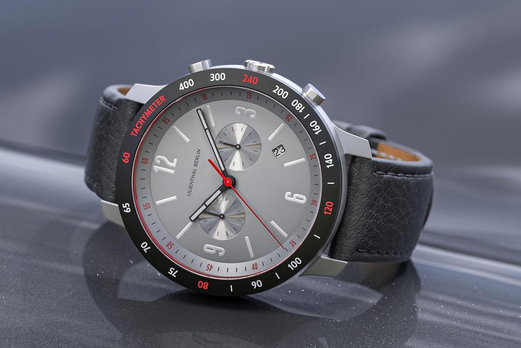 Lilianthal Berlin Chronograph Watch with Date Made in Model Black Men's Display, Germany, C02-008-B004C,