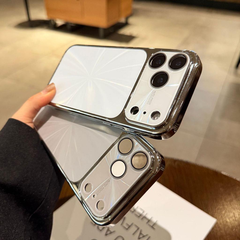 Electroplated Aurora CD Pattern iPhone 17 Pro Max Case with Full Coverage Lens Protector
