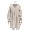 French Skirt Style Commuter V-neck Lantern Sleeve Loose Dress