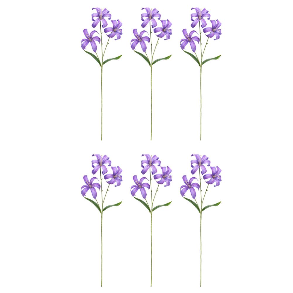 Artificial Lily Bouquet 6pcs with 3 Heads Each for Wedding Decorations and Elegant Home Office or Dining Table Arrangements