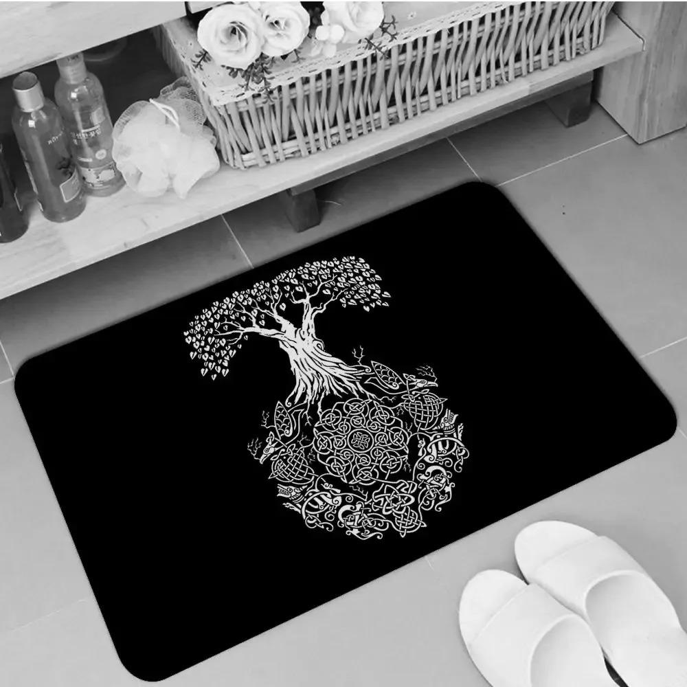 Viking Style Door Mat Norse Mythology Pattern Celtic Knot Design Rug Waterproof Non Slip Floor Protector for Home Bathroom