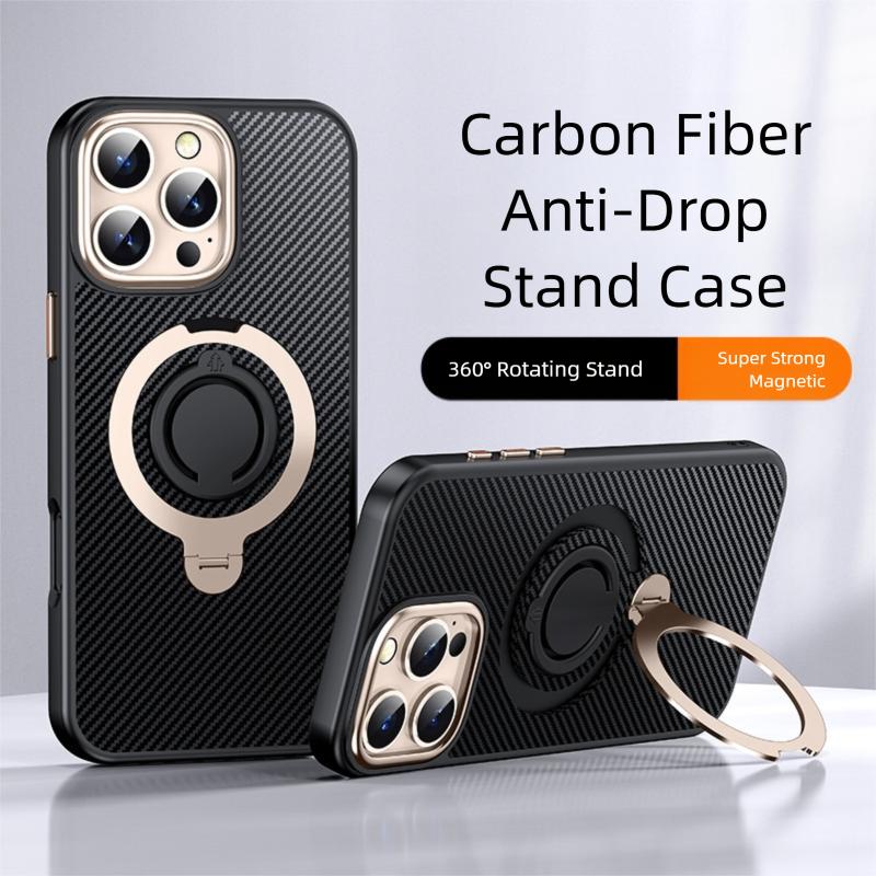Carbon Fiber Aramid Style Case for Samsung Galaxy S25 Ultra S23 S24 Plus Magnetic Rotating Ring Holder Kickstand Cover LMD002