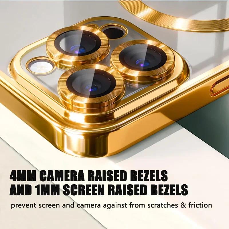 Full Protection Magnetic Wireless Charge Case For  For For Iphone 17 16 15 14 13 12 Pro Max Case With Camera Lens Protector