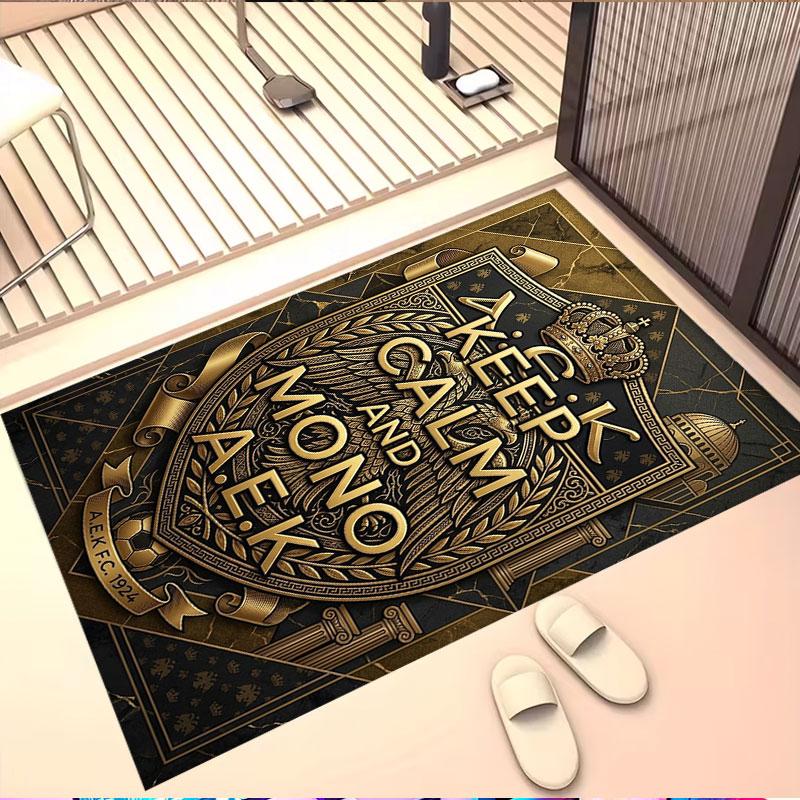 AEK Athens FC Print Rug, Washable Floor Carpet, For Entryway Dorm Laundry Room Office Study, Home Decor Birthday Christmas Gift