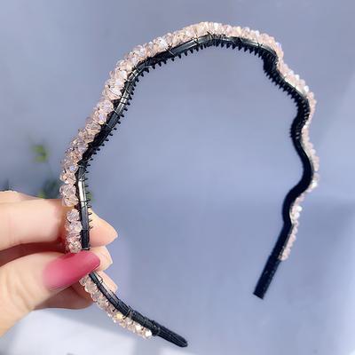 Bandeau de Luxe Coréen pour Cheveux Femmes Perles Filles Fleurs Accessoires Cheveux Cristal Cerceau Cheveux Bandeau Ondulé