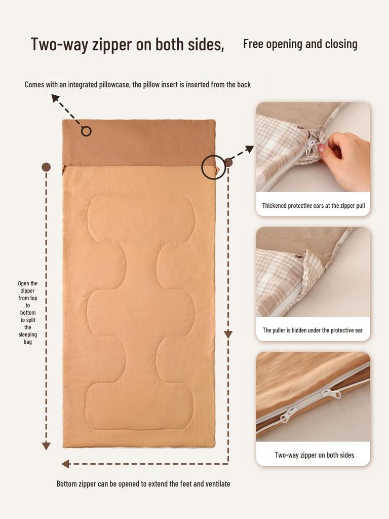 Haorunqi Cotton Gauze Sleeping Bag for Adults - Dual-Use, Portable, Ideal for Summer, Work, Travel, Camping.