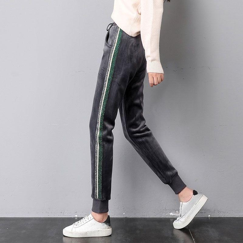 Women's Winter Plus-Size Velvet Harem Pants High-Waist Thick Fleece-Lined Sweatpants