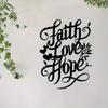 Faith Love Hope Metal Wall Art Black Iron Typography Floral Accent Home Decor Gift