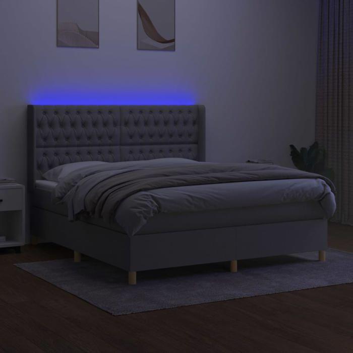 VidaXL Slat Bed Base with Mattress and LED, Upholstered Bed, Double Bed, Adult Bed for Interior Bedroom, 3139125