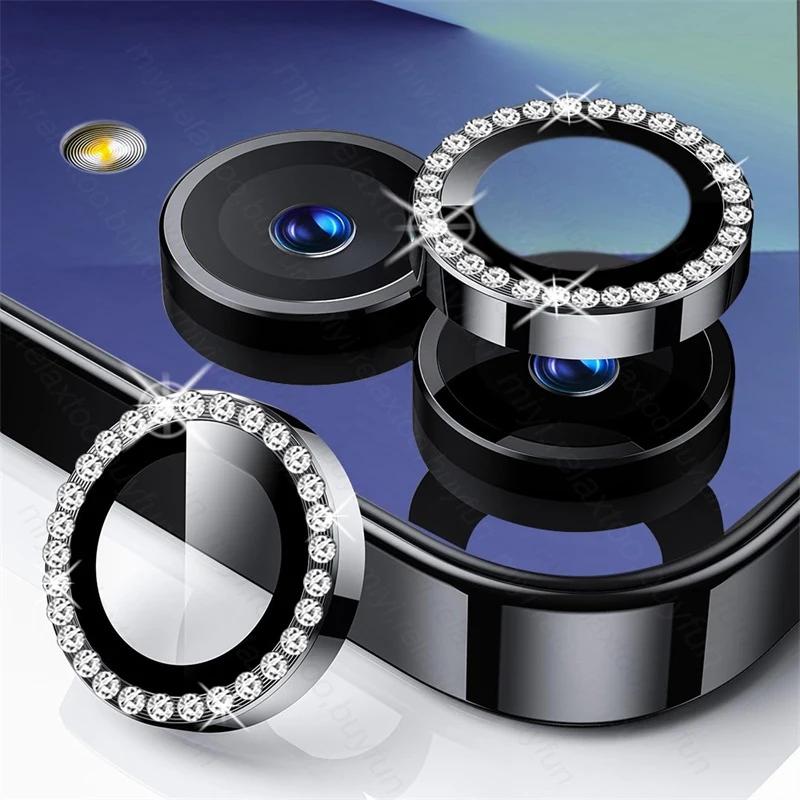 Luxury Diamond Metal Ring Camera Protector Case For Samsung Galaxy Z Flip 7 6 5G 9H Tempered Glass Lens Accessories