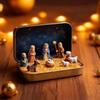 PVC Weihnachtskrippe Mini Größe Blechdose Verpackung Krippenfiguren Set Pferdetrog Design Miniatur Szene Figur