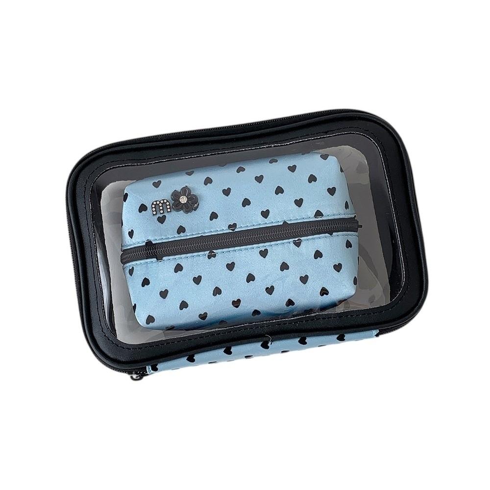 Love Heart Dots Cosmetic Storage Bag Waterproof Korean Ins Makeup Bag Vacation Travel