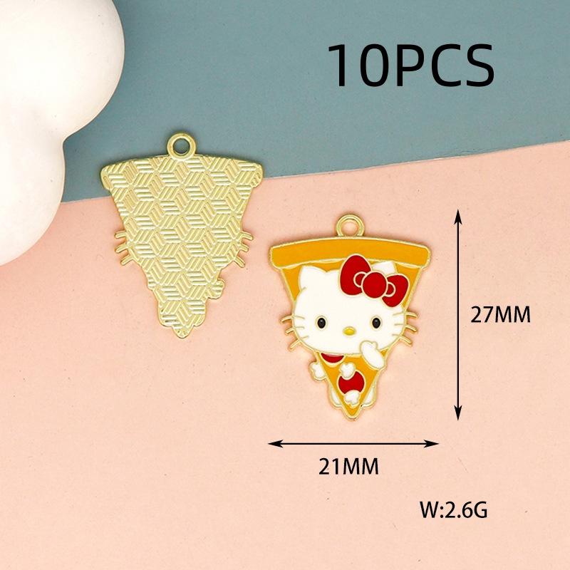 10PCS Alloy Cartoon Cat DIY Accessories Drip Oil Bag Clothing Keychain Jewelry Head Hand Rope Pendant Handmade Accessories