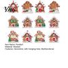 Small Gingerbread House Gifts 12Pcs Wooden Ornaments for Christmas Tree Decorations, Rustic Hanging Xmas Baubles Decor with Festive Candy And