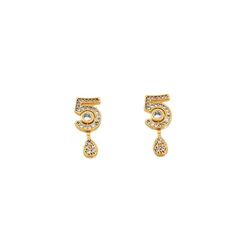 Fashion Digital Shape Micro-Inlaid Zircon Stud Earrings For Women