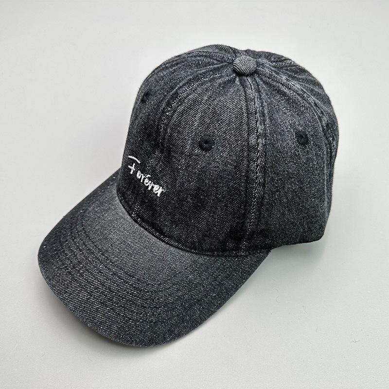 Versatile Fashion Embroidered Denim Letter Washed Sunshade Korean Baseball Cap Men'S And Women'S Trend Breathable