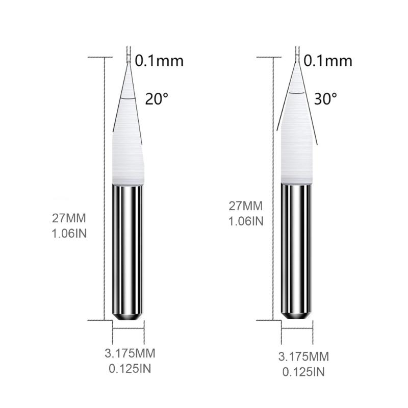 10pcs TungstenSteel Engraving Tools Bits 0.1mm Tip 1/8" Shank for Woodworking SharpCutting Router RotaryTool