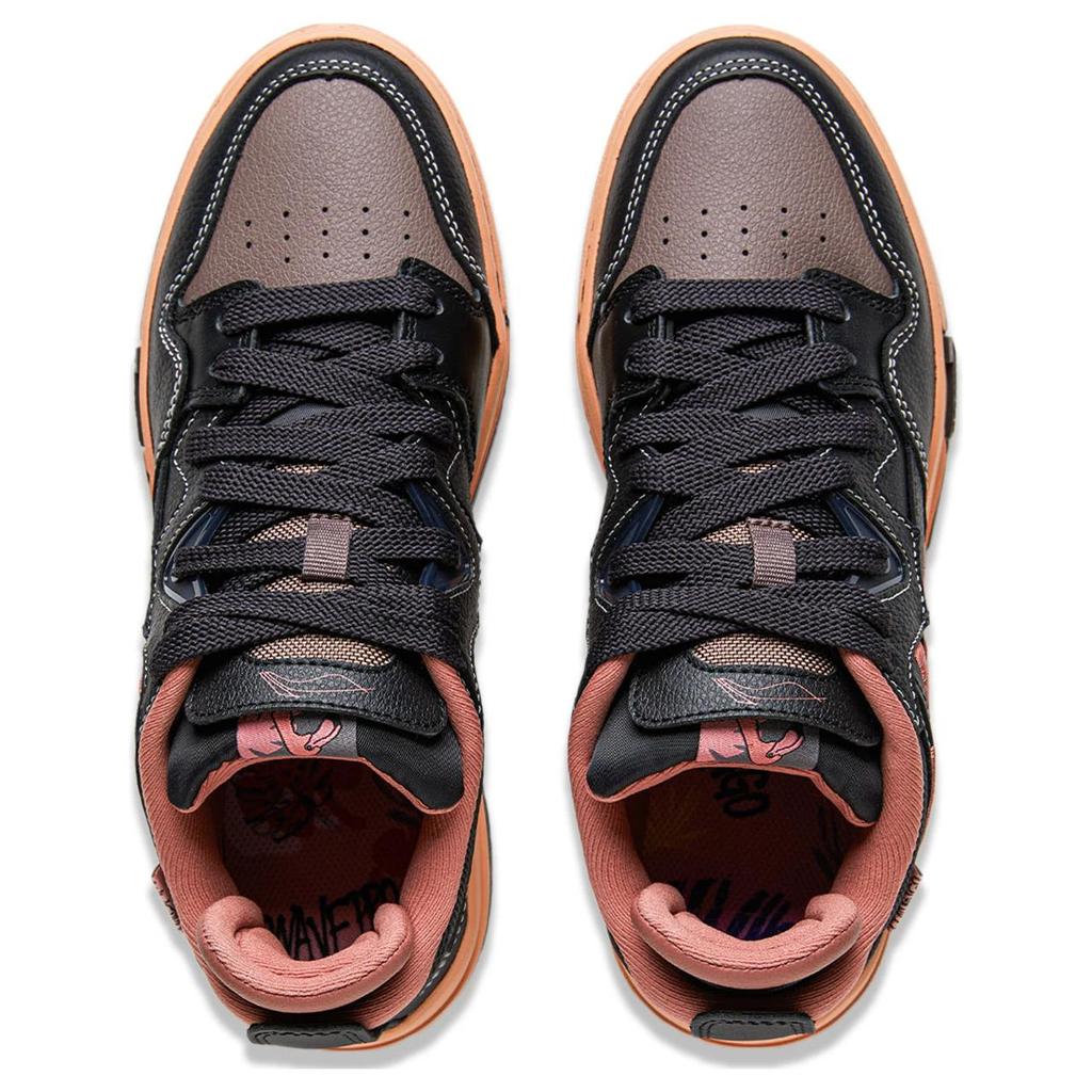 Li Ning We I Pro Stoff Synthetikleder Bequem Vielseitig Abriebfest Rutschfest Low-Top Skateschuhe Damen Sneaker Schwarz AECU014-3