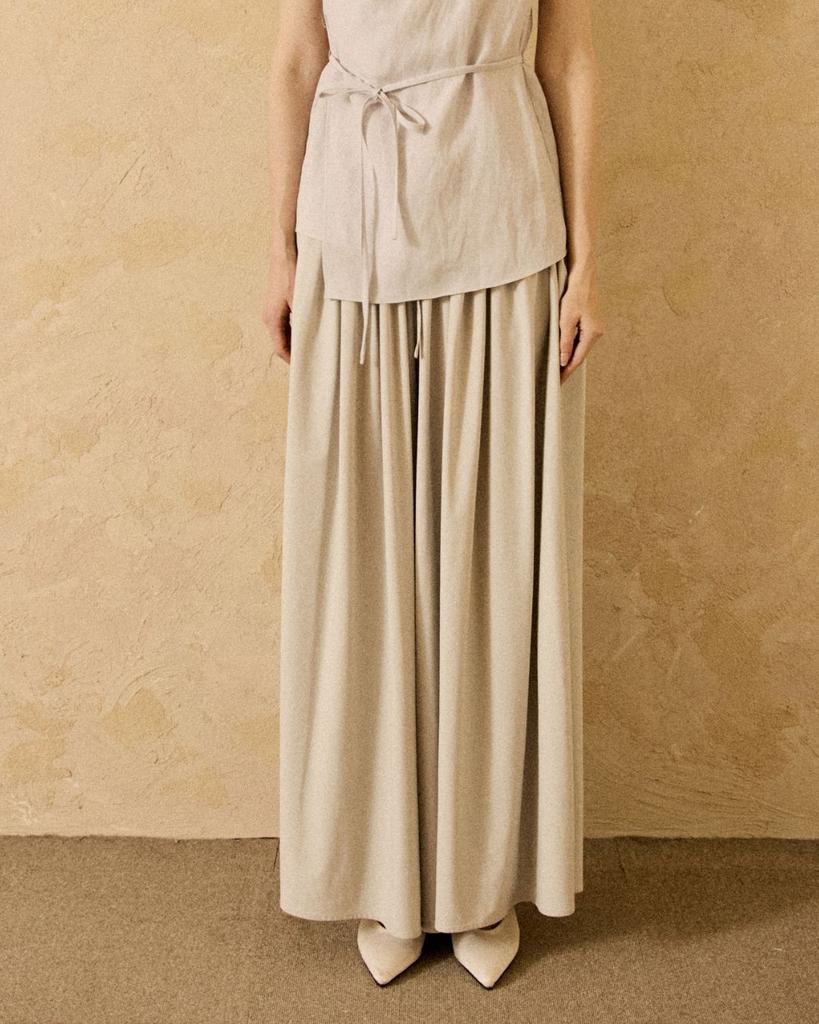 PADO SEOUL Pleated Maxi Culottes Pants Gray