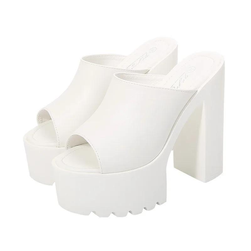 Fashion Super High Heel Thick Heel Sandals 14CM Waterproof Table Fish Mouth Sandals Sandals Fashion Everything Women Shoes