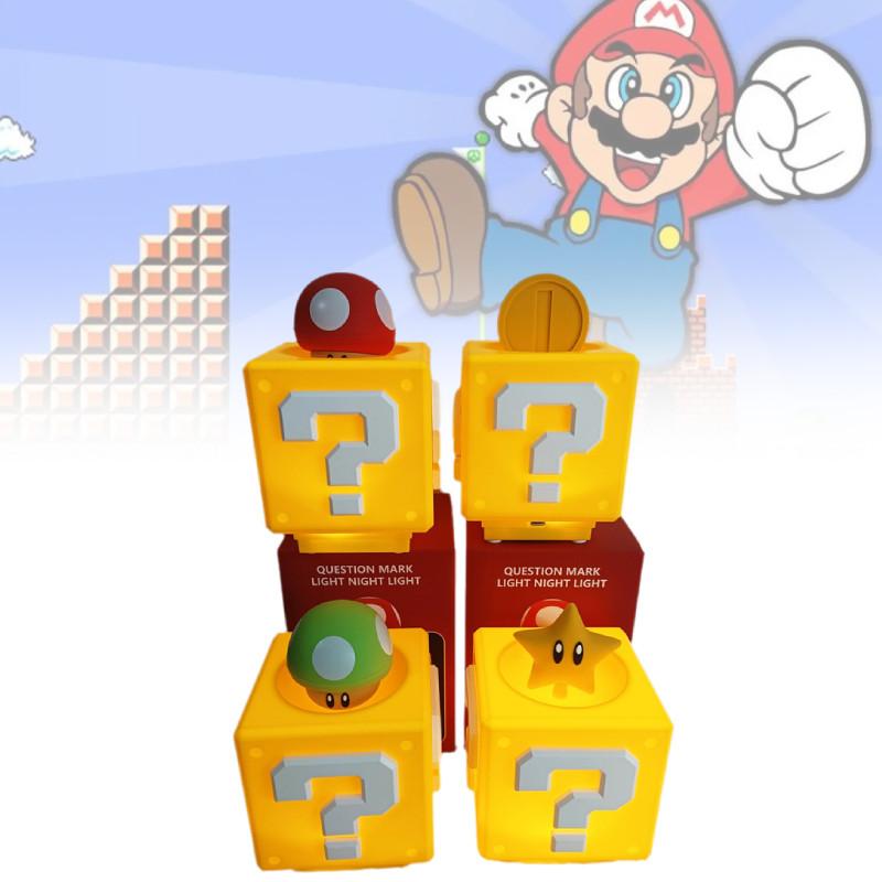 Mario Bros Super Night Lamp Question Mark Star Mushroom Bedroom Rechargeable