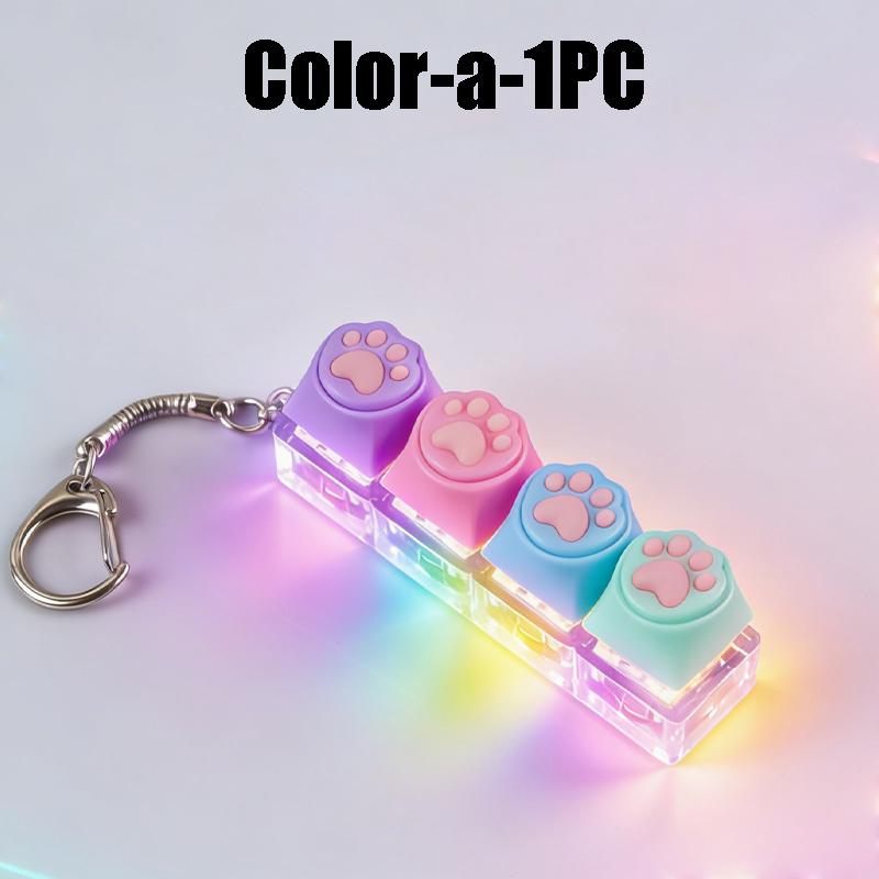Led Light-Up Keychain Keyboard Clickable Button Fidget Toy For Stress Anxiety Relief Portable Desk Accessory Office Decor Gift