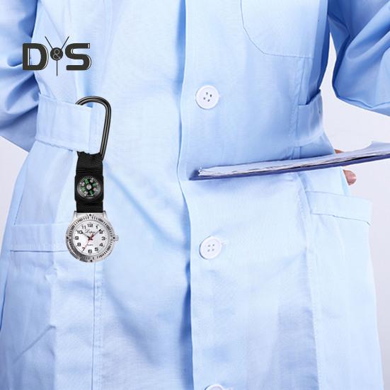 Kompassklokke Høy nøyaktighet Kompass Rund skive Kvartsverk Ingen forsinkelse Tidsfølgende Kraftig krok Sykepleier Midjeklips Klokke Dame Tidsmåler