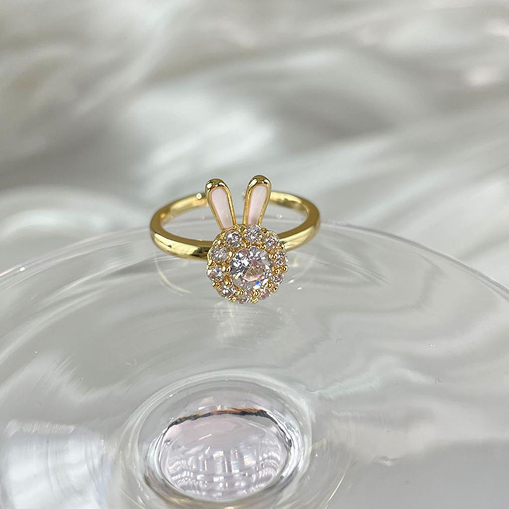 Zirconia Rabbit Anxiety Rings Rotatable Rings Adjustable Calming Worry Rings