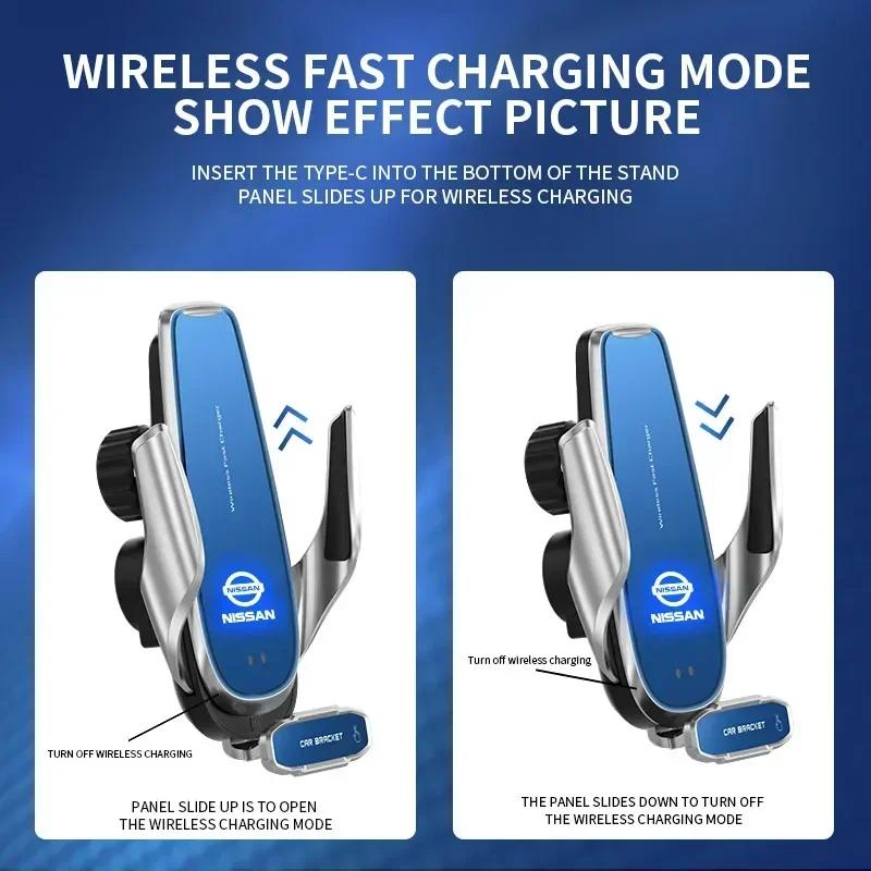 Car Wireless Charger Magnetic Phone Holder Mount For Nissan Qashqai J11 J10 X-Trail Micra Juke Tiida Leaf 2008 Auto Accessories