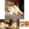 Huge 19.7/35.4/51.2in White Goose Plush Sleeping Toy Cushion For Kids