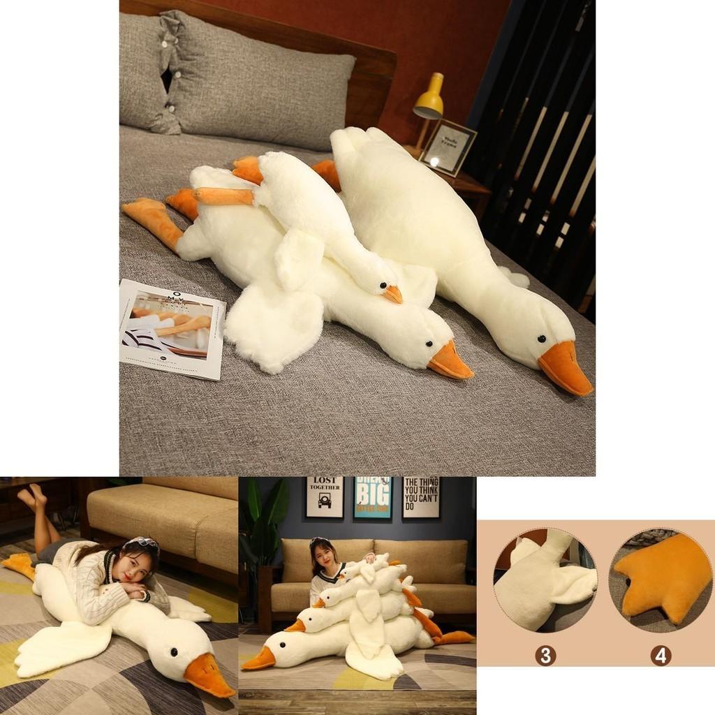 Huge 19.7/35.4/51.2in White Goose Plush Sleeping Toy Cushion For Kids