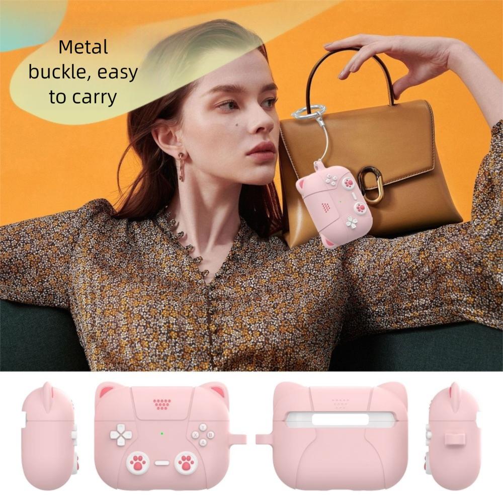 Silicone Earphone Case Cartoon Cat Ear Protective Shell for Airpodspro3 Earphone Accessories