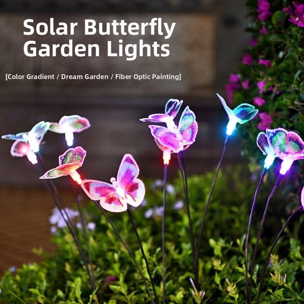 3 Heads Solar Powered Butterfly Lamp RGB Waterproof Garden Floor Lamp Realistic Creative Butterfly Stake Lights House